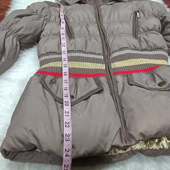 Just Cavalli Womens Puffer Coat S With Fox Fur Hood Taupe Color Down-Filled - Picture 4 of 13